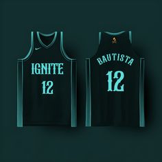 two basketball jerseys with the number twelve on them, one is green and the other is black