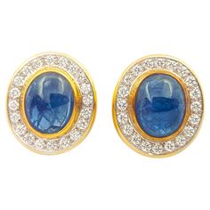 Cabochon Blue Sapphire 12.41 carats with Diamond 1.01 carats Earrings set in 18K Gold Settings Width: 1.8 cm Length: 2.1 cm Total Weight: 12.69 grams "We first opened doors in 1980 when it was then situated in the vicinity of the Victory Monument; a small and modest storefront with a couple of counters. From its humble beginnings to where it stands today, our company has proven its abilities as a jeweler. Since the beginning, we have been supplying fine quality pieces to dealers, wholesalers and Sapphire And Diamond Earrings, Blue Sapphire Diamond, Earrings Set, Blue Sapphire, Clip On Earrings, Earring Set, Monument, Diamond Earrings, 18k Gold