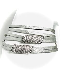 Beautiful wrap bracelet made with 3/8 metallic silver flat leather and two small rhinestone tube beads.  So pretty!  could be casual or dressy. Silver Wrap Bracelet, Silver Flats, Wedding Jewelry Bracelets, Tube Beads, Wedding Bracelet, So Pretty, Bracelet Making, Wrap Bracelet, Metallic Silver