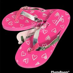 Brand New Juicy Couture Palmdale Girls Flip Flops In Pink W/Silver Hearts. Silver Metallic Straps W/Juicy Logo Charm Silver Heart Printed Footbed Available In Sizes 2, 3, 4, And 5 Check Availability Below Bundle Any 2 Little Girls Jc Flip Flops And I’ll Take Off 20% Instead Of My Regular 10% Sellers Discount Free “Thank You” Gift W/Purchase. All Reasonable Offers Are Welcome. I Can’t Say Yes, If You Don’t Ask. Bundle 2 Or More Items For 10% Off. Thanks For Looking Through My. Happy Poshing! Sparkly Sandals, Girls Flip Flops, Juicy Couture Shoes, Girls Couture, Toddler Sandals, Glitter Sandals, Rhinestone Sandals, Bow Sandals, Jelly Shoes