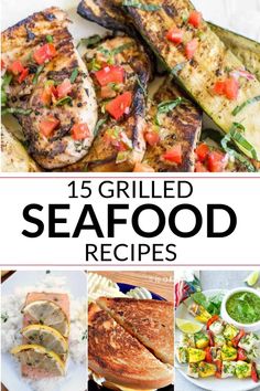 grilled seafood recipe collage with text overlay