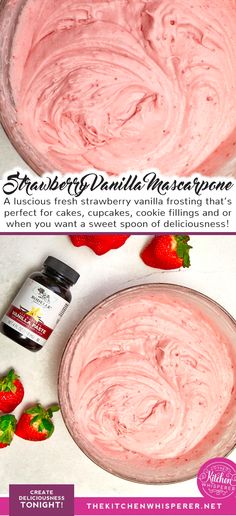 the ingredients for strawberry vanilla mascarpone are shown