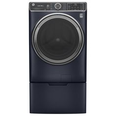 the front load washer is shown in dark blue