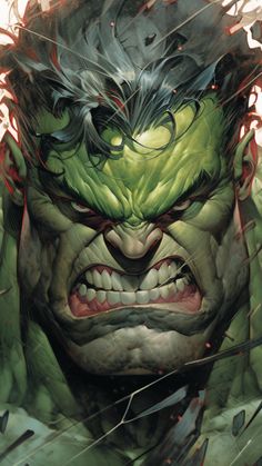 the incredible hulk face is shown in this cover art for avengers 3, which has been drawn