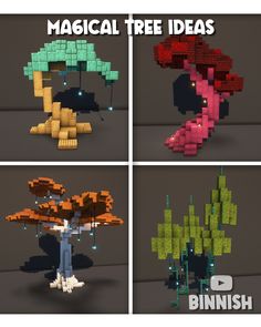 four different types of pixel art with text that reads,'magic tree ideas '