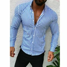 Size Xxlarge Mens Fashion Button Shirt Blue/White. This Shirt Is An Asian Size Large So Size Up 2 Or 3 Sizes. This Shirt Has Been Tried On Once But Is New. I Have This In A Size Large As Well. Blue Slim Fit Shirt With Casual Collar, Casual Striped Slim Fit Shirt, Summer Light Blue Dress Shirt With Button Closure, Blue Slim Fit Dress Shirt For Summer, Casual Light Blue Dress Shirt For Summer, Summer Light Blue Cotton Dress Shirt, Casual Blue Slim Fit Dress Shirt, Casual Slim Fit Striped Dress Shirt, Casual Striped Slim Fit Dress Shirt