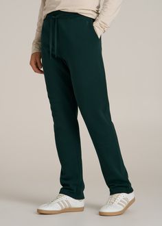 The Ultimate Sweatpants for Tall Men Chill in Style Upgrade your relaxation with our Wearever 2.0 Fleece Straight Leg Sweatpants. Designed with comfort in mind, these men's extra-long sweatpants blend a sleek, modern fit with the cozy warmth of fleece. The updated straight leg cut offers a clean line that's perfect for stepping out or staying in. With stretch fabric and an internal drawstring, these are the tall men's sweatpants you'll live in.• Soft fleece for cozy warmth• Straight leg for a mo Green Jogging Pants With Elastic Waistband, Full Length Green Sweatpants For Loungewear, Green Full Length Sweatpants For Loungewear, Sporty Green Tapered Sweatpants, Green Tapered Leg Sporty Sweatpants, Green Sporty Tapered Sweatpants, Sports Pants With Ribbed Waistband And Straight Hem, Green Relaxed Fit Pants For Jogging, Sporty Green Straight Leg Sweatpants