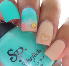 Nails Ocean Nail Art, Vacation Nail Designs, Beach Nail Art, Beach Nail Designs, Unghie Nail Art, Vacation Nails, Spring Nail Art, Summer Nails Colors