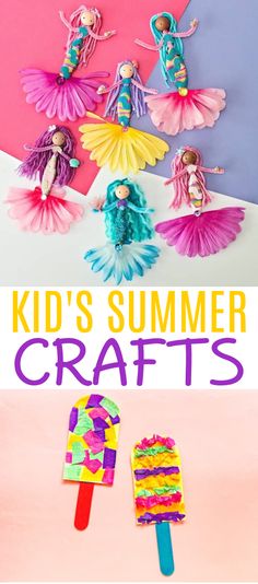 kids's summer crafts with popsicles and ice cream