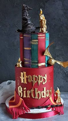 a birthday cake made to look like books