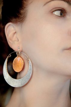 Moon and sun Clip on earrings Inspirational gift Copper and silver dangle gift Birthday gift for her Drop earring Big statement jewelry Gift https://www.etsy.com/listing/587716851/moon-and-sun-clip-on-earrings?utm_campaign=crowdfire&utm_content=crowdfire&utm_medium=social&utm_source=pinterest Silver Copper Hoop Earrings Gift, Silver Copper Hoop Earrings, Silver Copper Hoop Jewelry, Silver Hoop Jewelry Made Of Copper, Silver Hoop Jewelry In Copper, Silver-colored Copper Hoop Jewelry, Unique Silver Copper Hoop Earrings, Modern Orange Metal Jewelry, Wanderlust Jewelry