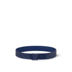 LOUIS VUITTON® - Lv Initiales 40mm Reversible Belt - Blue Monogram Pattern, Reversible Belt, Louis Vuitton Official, Men's Collection, The Other Side, Monogram Canvas, Cobalt Blue, Latest Design, Blue Man