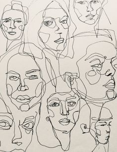 a drawing of many faces with different facial expressions