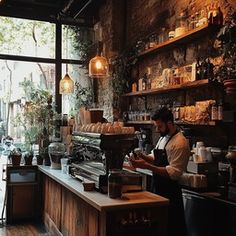 a man working at a coffee shop