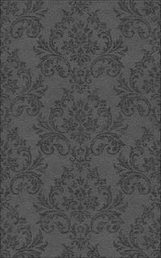 a black and gray rug with an ornate design