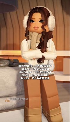 an animated girl wearing winter clothes and headphones