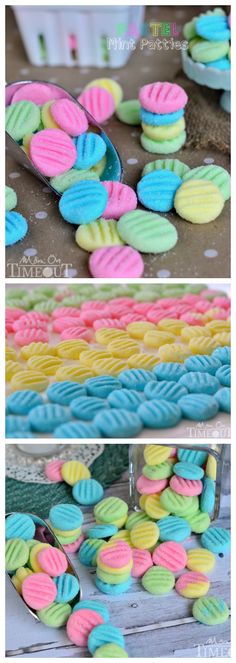 colorful cookies are being made with colored icing