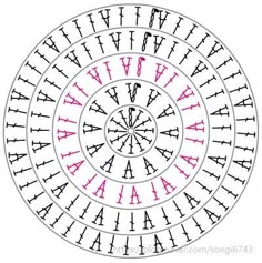 an image of a circle with numbers and arrows in the shape of letters on it