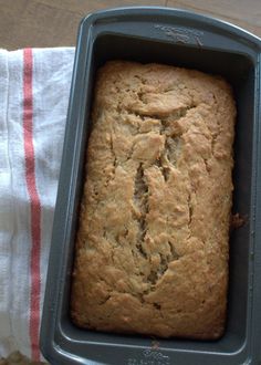 a loaf of banana bread in a pan