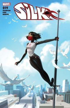 the cover to silk, featuring a woman on top of a pole with birds flying around her