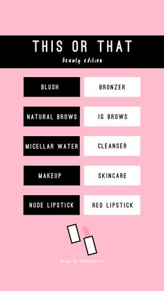 this or that poster features the names of different types of items in pink and black