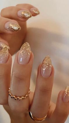 Bridesmaids Nails, Formal Nails, Gold Glitter Nails, Rose Gold Nails, Thanksgiving Nails, Sparkly Nails, New Year's Nails, Baby Boomer, Prom Nails