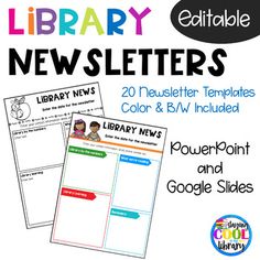 the library newsletter templates are great for students to use