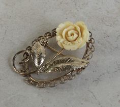 Sterling Silver Floral Brooch - Carved Bone Brooch Pin - Beau Sterling - Mushroom Design Border - Vintage Brooch - This fantastic floral brooch marked Beau Sterling has a sweet carved bone rose and a mid century mushroom design border. It is in very good vintage condition, has been professionally cleaned in our shop,  and is ready to wear or gift. We mail same day or next day with USPS Ground Advantage, but if you would like expedited shipping arriving in 1 to 5 days, it is available at checkout. **Want to see more from our shop? Visit http://www.cutterstone.etsy.com and look for the categories to the left. **Want to save for later? Click on the "Add to" button to create a personalized list. **Ready to buy? Click the big green "Add to Cart" button. **Have questions about how to buy? Visit Romantic Birthday Gifts, Deer Jewelry, Silver Brooch Pin, Wonderful Wednesday, Carved Bone, Rainbow Jewelry, Floral Brooch, Mushroom Design, Sterling Silver Brooch