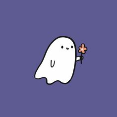 a ghost with a flower in its hand