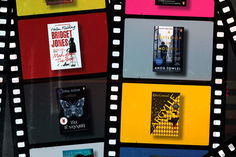 the film strip has many different books on it