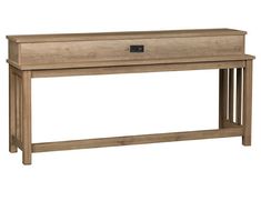 a wooden console table with two drawers