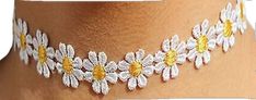 Handmade Flower Choker For Summer, Handmade Flower Shaped Choker For Summer, Spring Gift Choker, White Flower Choker For Spring, Handmade White Choker For Spring, Spring White Flower Choker, White Floral Choker For Spring, Spring Gift White Choker, Spring White Adjustable Choker