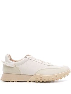 white calf suede panelled design embroidered logo to the rear fringe detailing round toe front lace-up fastening branded leather insole Vibram® sole Half Awake, Leather Sneakers Men, Studded Sneakers, Studded Shoes, Footwear Design, Round Toe Shoes, Brown Sneakers, Latest Sneakers, Suede Sneakers