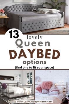 an image of a bed with the words lovely queen daybed options