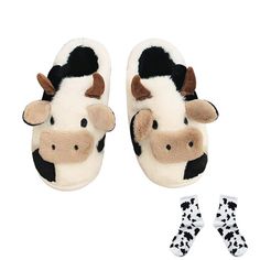 PRICES MAY VARY. Soft Skin-friendly Materials: Cute Cow Slippers Made of ultra-soft Flannel. The head of the cute animal is hand-stitched and added with a cozy shearling lining. that encompasses your feet very well and offers soothing comfort Suitable For Indoor & Outdoor: Cow Slipper Durable Anti-skid rubber soles provide excellent traction, and ensure you a secure footing on any slick floor. Cow Slippers are perfect for any place, living room, kitchen, bedroom, outdoor etc. Soft and Comfortabl Cow Socks, Cow Slippers, Cozy Shoes, Indoor Outdoor Slippers, Animal Slippers, Socks Cute, Outdoor Slippers, Slippers For Women, Fuzzy Slippers