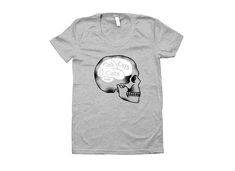 Cats On The Brain T-Shirt | SnorgTees Fitted Gray T-shirt With Text Print, Fitted Gray Graphic Tee, Fitted Gray Text Print T-shirt, Gray T-shirt With Screen Print, Fitted Pre-shrunk T-shirt For Everyday Wear, Cat Things, Kitty Cat, The Brain, Funny T