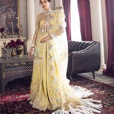 Lere Du Luxe Wedding Collection By Republic Womenswear It’s A Designer Dress Stitched In Angrankha Style. Used Twice Only Size Is Medium Chest Size 20 Fitted Yellow Dress For Wedding, Elegant Dress With Sheer Dupatta For Ceremony, Yellow Gown For Spring Wedding, Floor-length Yellow Dresses For Eid, Yellow Floor-length Dresses For Eid, Yellow Floor-length Dress For Eid, Yellow Floor-length Wedding Dress, Yellow Spring Wedding Gown, Spring Yellow Wedding Gown