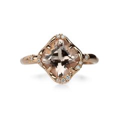 Sirciam Infinite Love Cushion Ring | Quadrum Gallery Engagement Roses, Rose Gold Morganite, Engagement Rings Cushion, Infinite Love, Cushion Ring, 14k Rose Gold Ring, Human Hand