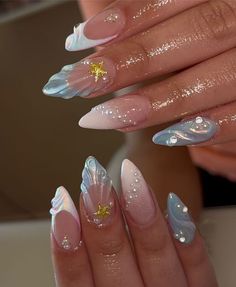 Cruise Nails, Cute Simple Nails, Summery Nails, Girly Acrylic Nails, Mermaid Nails, Pretty Gel Nails, Vacation Nails, Beach Nails, Birthday Nails