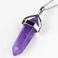 * ~ * CHARGED Double Terminated AMETHYST Crystal Point Pendant Pendulum * ~ * &  .925 Sterling Silver Necklace Wonderful for Protection, Healing, or even Dowsing... Amethyst is also very helpful in restoring balance plus it's great for work with heart, third eye & crown chakras & helps improve intuition & psychic abilities. This pendant has a rotating top so it is also technically a pendulum & can be used for dowsing.  Handmade double terminated AMETHYST crystal point, held in a simple silver ba Amethyst Crystal Necklace, Amethyst Quartz Crystal, Purple Quartz, Amethyst Healing, Amethyst Quartz, Chakra Stones, Amethyst Pendant, Chakra Healing, Pretty Jewellery