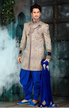 best blue sherwani edition Indian Sherwani, Orang India, Marriage Dress, Mens Kurta