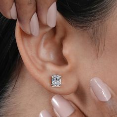 Conflict-Free OMC Diamond Wedding Studs, Cushion Cut Lab Diamond Earrings Available In Various Sizes, 4 Claw Prong Setting Everyday Studs, Birthday Gifts, Eco-Friendly Diamond Earring Made By Aarsh Jewels.  💎𝐂𝐞𝐧𝐭𝐞𝐫 𝐃𝐢𝐚𝐦𝐨𝐧𝐝 𝐃𝐞𝐭𝐚𝐢𝐥𝐬 : Shape: Old Mine Cushion Cut Total Carat Weight:  0.50 TCW 1.00 TCW 1.50 TCW 2.00 TCW 2.50 TCW 3.00 TCW 3.50 TCW 4.00 TCW 4.50 TCW 5.00 TCW Color-Clarity: EF-VS Type: Lab-Grown Diamond Certificate: IGI certificate comes with a diamond. ◆ 𝐉𝐞𝐰𝐞𝐥𝐫𝐲 𝐃𝐞𝐭𝐚𝐢𝐥𝐬 : Metal Karat: 925 Sterling Silver, 935 Argentium Silver, 10K, 14K & 18K Metal Tones: White Gold, Yellow Gold, and Rose Gold Stamp/Hallmark: Yes || 𝐀𝐥𝐥 𝐞𝐚𝐫𝐫𝐢𝐧𝐠 𝐒𝐜𝐫𝐞𝐰 𝐁𝐚𝐜𝐤, 𝐏𝐮𝐬𝐡 𝐁𝐚𝐜𝐤 & 𝐆𝐮𝐚𝐫𝐝𝐢𝐚𝐧 𝐁𝐚𝐜𝐤𝐬 (𝐋𝐚 𝐏𝐨𝐮𝐬𝐞𝐭𝐭𝐞) 𝐚𝐫𝐞 𝐚𝐯𝐚𝐢? Wedding Studs, Claw Prong, Diamond Earring, Argentium Silver, Wedding Jewelry Earrings, Schmuck Design, Lab Diamonds, Cushion Cut, Wedding Earrings