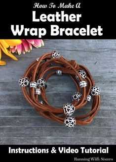 How To Make A Leather Wrap Bracelet - Running With Sisters Learn To Make Jewelry, Trendy Beaded Bracelets Bohemian, Leather Bead Wrap Bracelet Diy, Adjustable Hand Wrapped Leather Wrap Bracelet, Adjustable Leather Wrap Bracelet For Everyday Wear, Bohemian Leather Wrap Bracelet Adjustable, Leather Bracelet Tutorial, Bohemian Leather Wrap Bracelet, Adjustable, Leather Jewelry Making