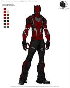 a drawing of the character spider - man in red and black with his hands on his hips