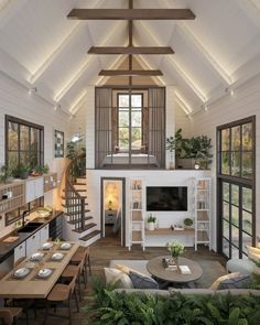 a living room filled with furniture and lots of windows