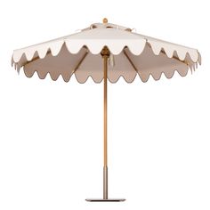 an umbrella that is on top of a stand with a white cloth covering it's base