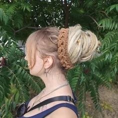 Boho Wood Hair Tie for Bun With Crocheted Lace and Rubber Band - Etsy Ukraine Barrette Clip