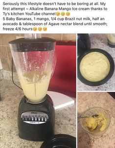 the blender is being used to make some kind of cake batter for desserts