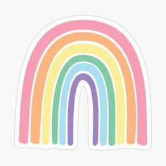 a rainbow sticker in pastel colors with the word, i love you on it