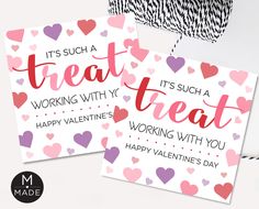 two valentine's day cards with hearts and the words, it's such a treat